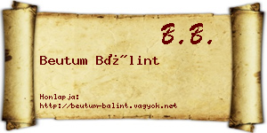 Beutum Bálint névjegykártya